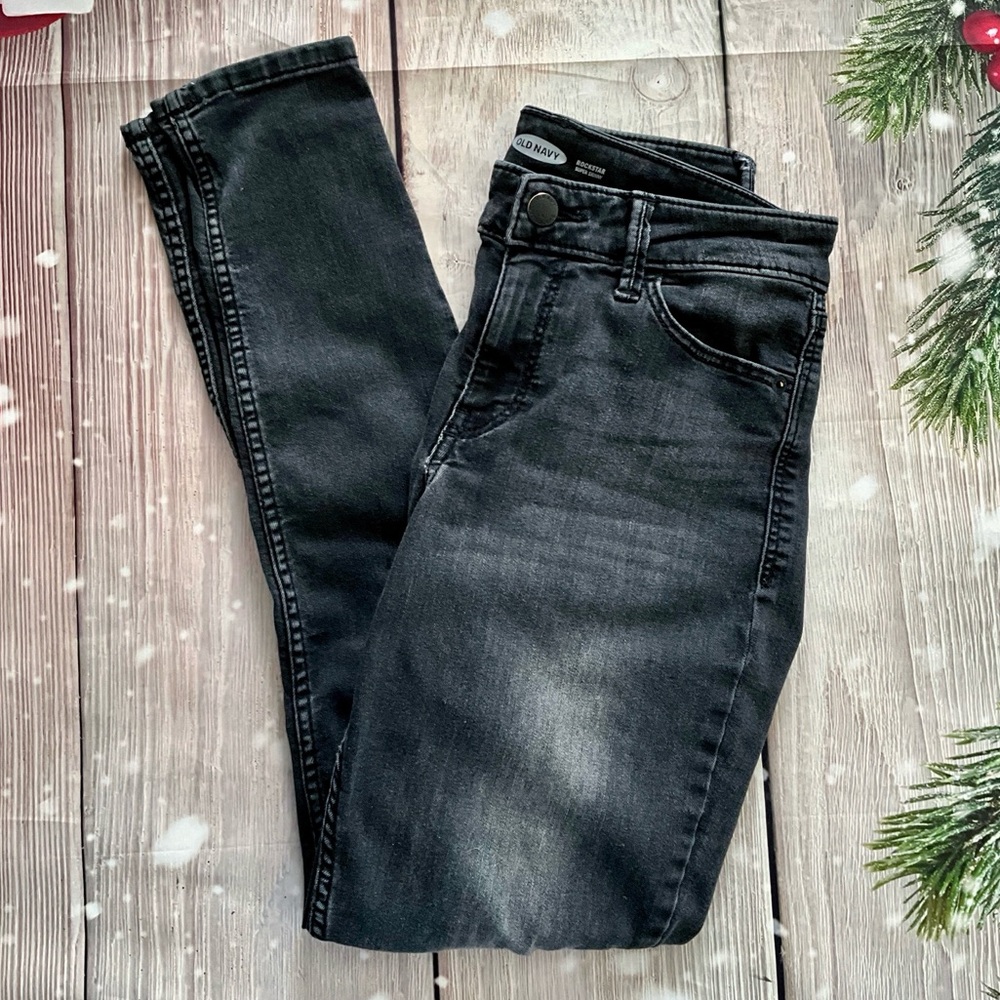 Old Navy Rockstar Mid Rise Super Skinny Charcoal Jeans, Size 4